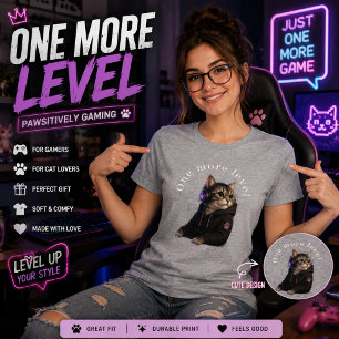 One More Level Cat Gamer T-Shirt Cute Gaming Cat Tri-Blend Shirt