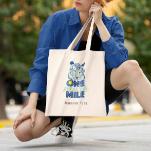 One More Mile Motivational Blue Tiger  Tote Bag