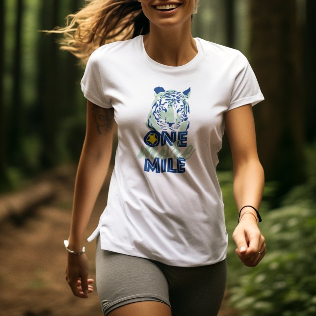 One More Mile Motivational Blue Tiger Women T-Shirt (Creator Uploaded)
