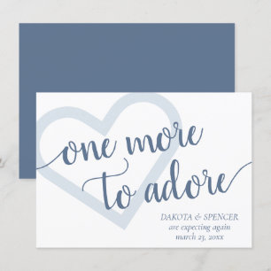 One More to Adore   Dusty Blue Heart New Baby Announcement