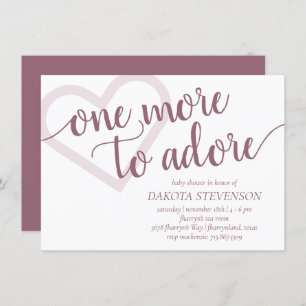 One More to Adore   Dusty Mauve Pink Baby Shower Invitation