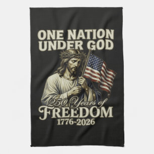 One Nation Under God 250 Years Blessings Kitchen Towel