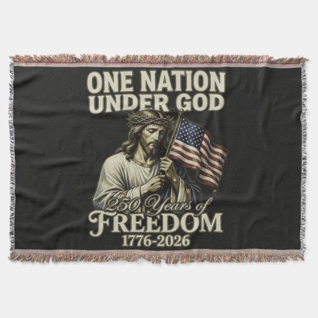 One Nation Under God 250 Years Blessings Throw Blanket (Front)