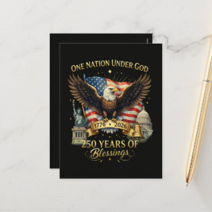 One Nation Under God 250 Years Holiday Postcard