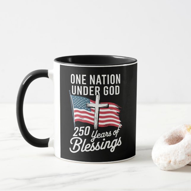 One Nation Under God 250 Years Mug (With Donut)