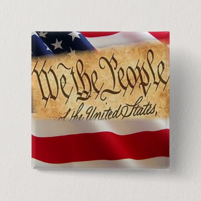 One Nation Under God 2 Inch Square Button (Front)