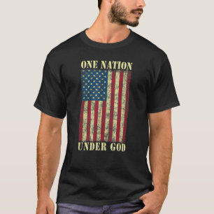 One Nation Under God 4th Of July Design Usa Flag T-Shirt