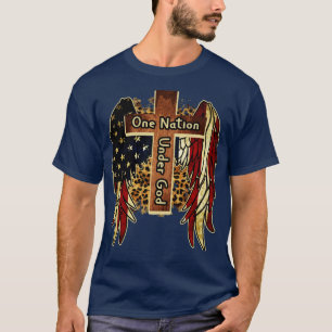 One Nation Under God 4th Of July Patriot Cross T-Shirt