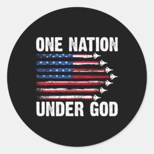 One Nation Under God American Flag 4th Of July Fig Classic Round Sticker
