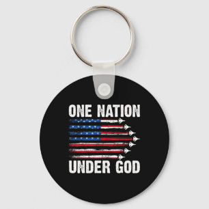 One Nation Under God American Flag 4th Of July Fig Keychain