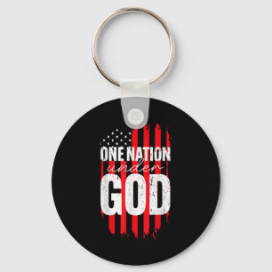 One Nation Under God American Flag Christian Jesus Keychain