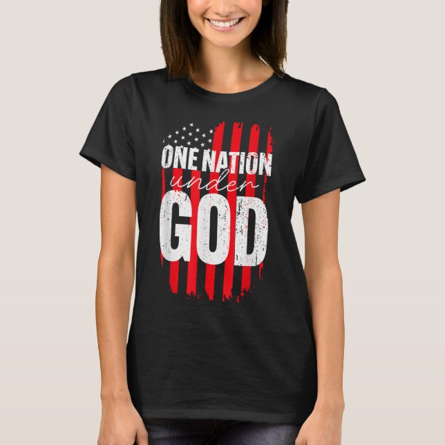One Nation Under God American Flag Christian Jesus T-Shirt (Front)