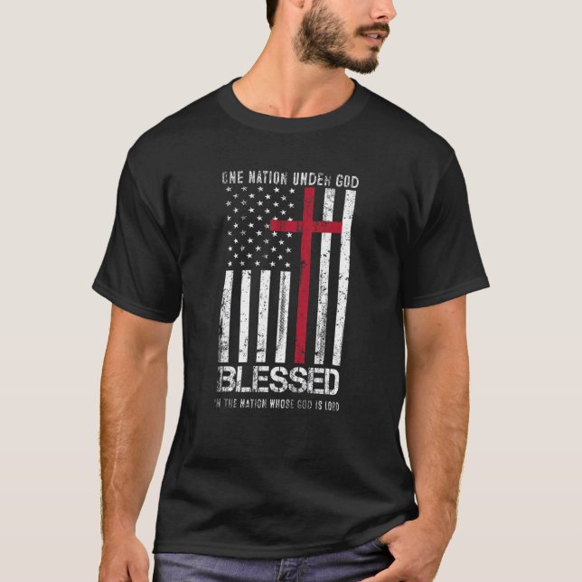 One Nation Under God American Flag Patriotic Chris T-Shirt (Front)