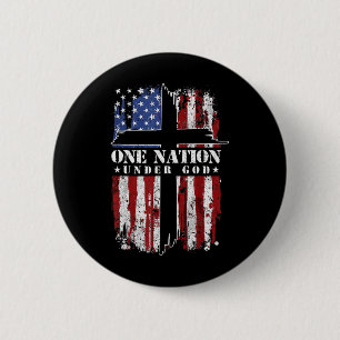 One Nation Under God Cross Usa Flag 4th Of July Pa 2 Inch Round Button