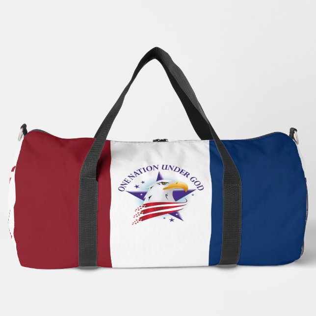 One Nation Under God Eagle Red White Blue USA Duffle Bag (Front)