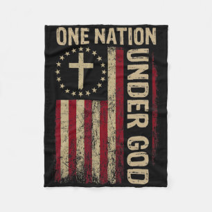 One Nation Under God Flag 4th Of July Patriotic Ch Fleece Blanket