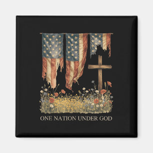 One Nation Under God Flag 4th Of July Patriotic Ch Magnet
