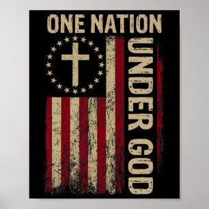One Nation Under God Flag 4th Of July Patriotic Ch Poster