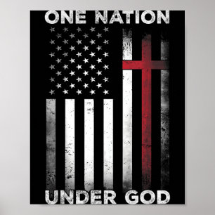 One Nation Under God Flag 4th of July Patriotic Poster