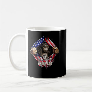 One Nation Under God Jesus Art US Flag Christian M Coffee Mug