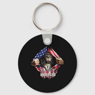 One Nation Under God Jesus Art Us Flag Christian M Keychain