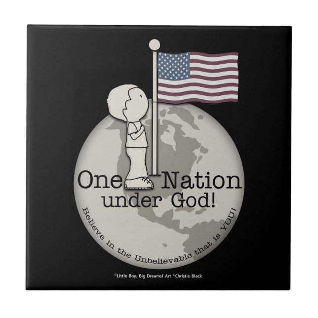 One Nation Under God-Little Boy at US Flag Tile (Front)