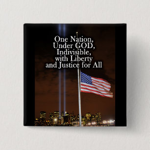 One Nation Under God Patriot Day 9/11 Patriotic 2 Inch Square Button