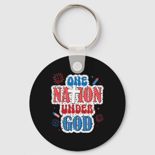 One Nation Under God Patriotic 4th Of July  Keychain