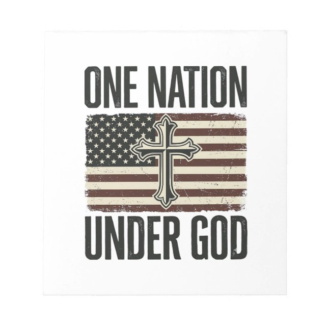 One Nation Under God Patriotic Cross Notepad (Front)