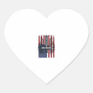 One Nation Under God Patriotic Cross Wings Shirt_1 Heart Sticker