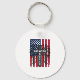 One Nation Under God Patriotic Cross Wings Shirt_1 Keychain