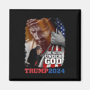 One Nation Under God President Trump 2024 America  Magnet