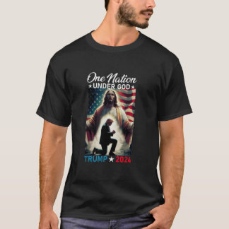 One Nation Under God Trump 2024 God American Flag  T-Shirt