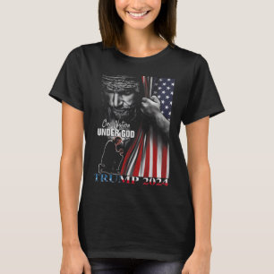 One Nation Under God Trump 2024 God American Flag  T-Shirt