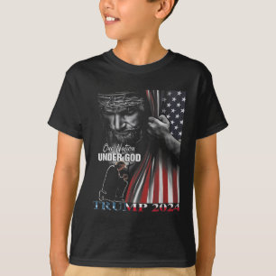 One Nation Under God Trump 2024 God American Flag  T-Shirt