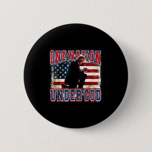 One Nation Under God Trump Pray Jesus Usa Flag Dis 2 Inch Round Button