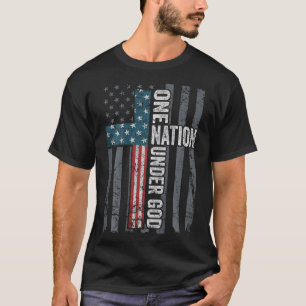 One Nation Under God - Usa Cross Flag Christian - T-Shirt