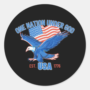 One Nation Under God Usa Flag 4th Of July Est 1776 Classic Round Sticker