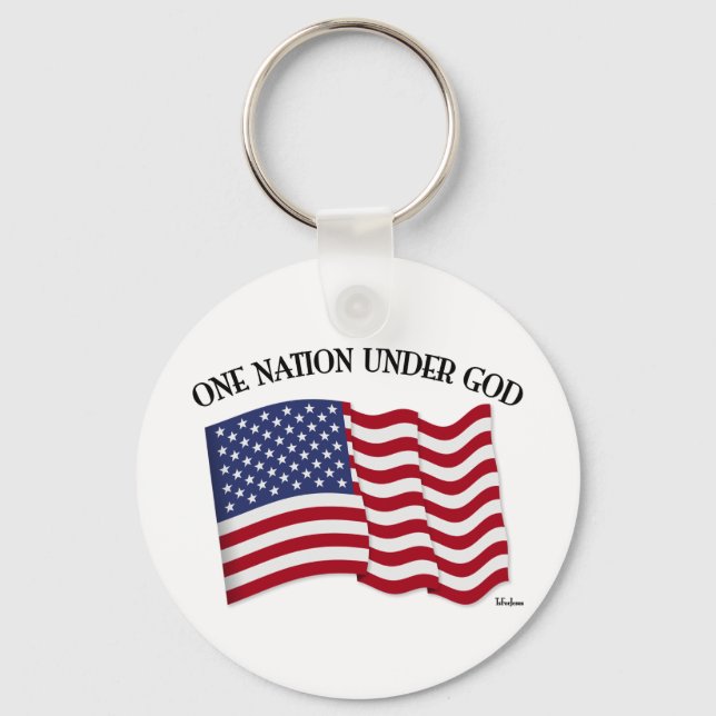 One Nation Under God with US flag Keychain (Front)