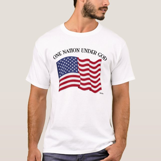 One Nation Under God with US flag T-Shirt (Front)