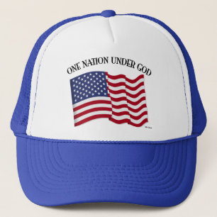One Nation Under God with US flag Trucker Hat