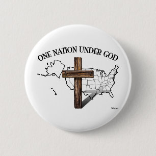 One Nation Under God with US outline 2 Inch Round Button