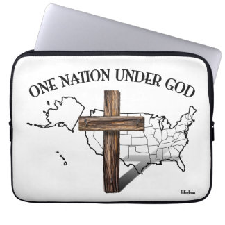 One Nation Under God with US outline Laptop Sleeve