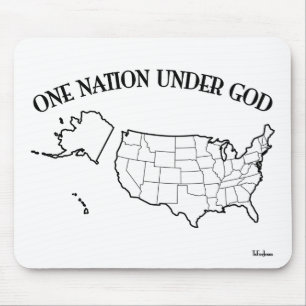 One Nation Under God with US outline Mouse Pad