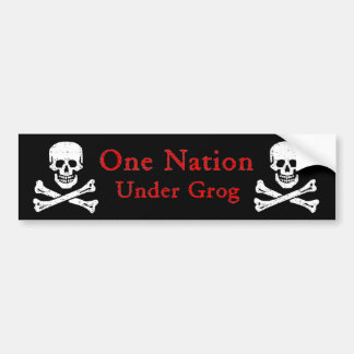 One Nation Under Grog Bumpersticker (red ltr) Bumper Sticker