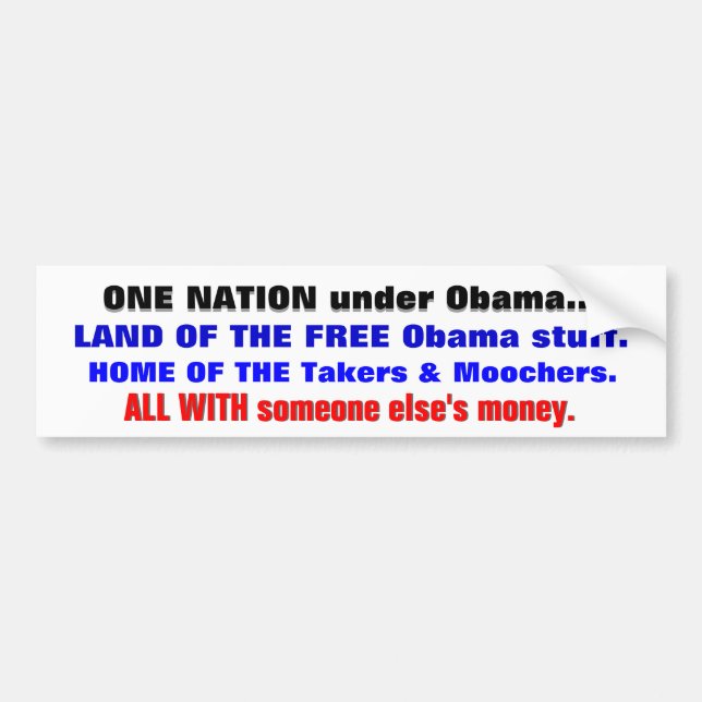 ONE NATION under ObamaHOME of the FREE Obama Stuff Bumper Sticker (Front)