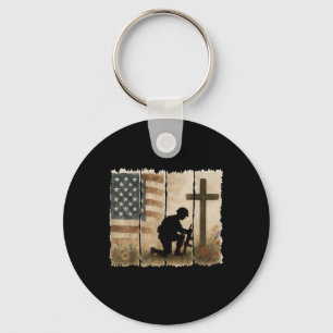 One Nation Under One God Jesus Christian Cross Fai Keychain