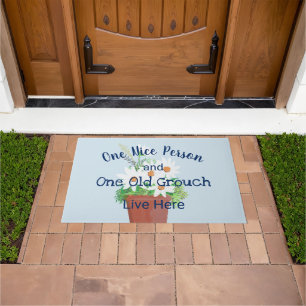 One Nice Person & One Old Grouch Live Here Funny Doormat