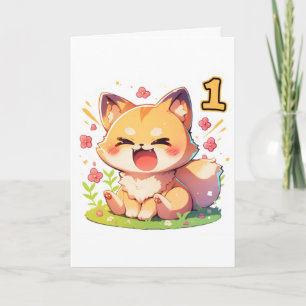 One Number Anime Fox Holiday Card