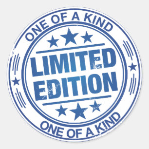 One of a kind -blue rubber stamp effect- classic round sticker